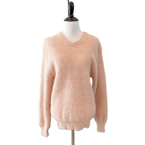 Vintage Wool Crewneck Sweater Mens M Pink Chunky Knit, ILGUW USA Made - Picture 1 of 14